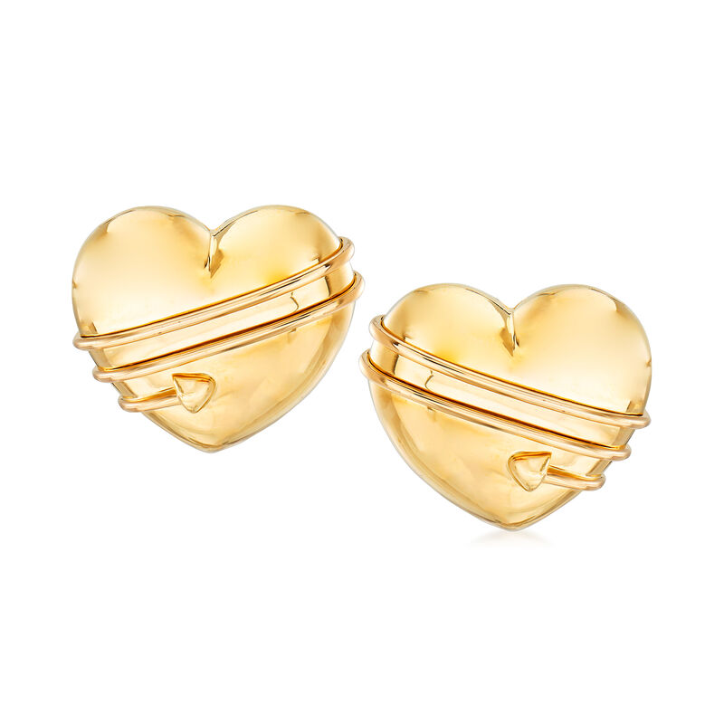 C. 1994 Vintage Tiffany Jewelry 18kt Yellow Gold Heart Earrings image number 0