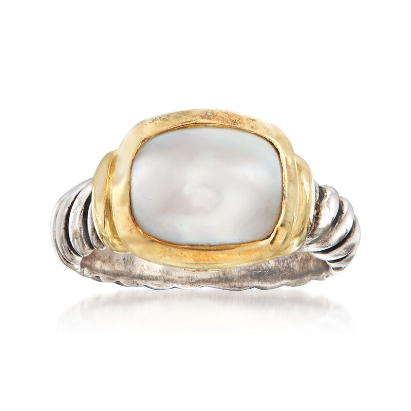 C. 1990 Vintage David Yurman Cultured Mabe Pearl Ring in Sterling Silver and 14kt Yellow Gold image number 0