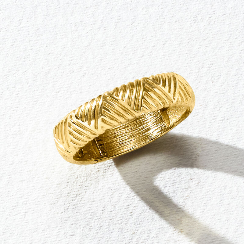 18kt Gold Over Sterling Line-Patterned Ring image number 3