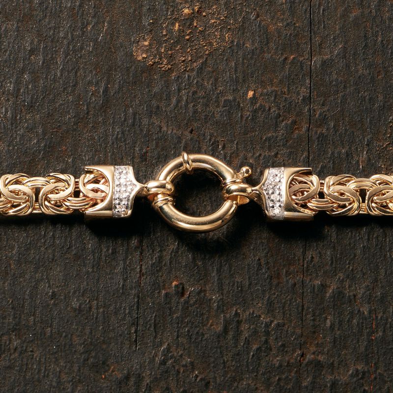 14kt Yellow Gold Byzantine Bracelet with Diamonds image number 3