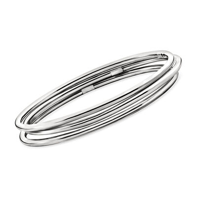 Italian Sterling Silver Jewelry Set: Three Polished Bangle Bracelets