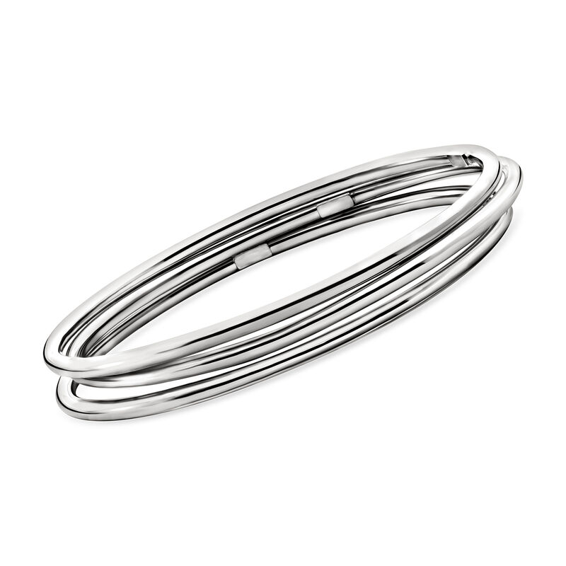 Italian Sterling Silver Jewelry Set: Three Polished Bangle Bracelets image number 0
