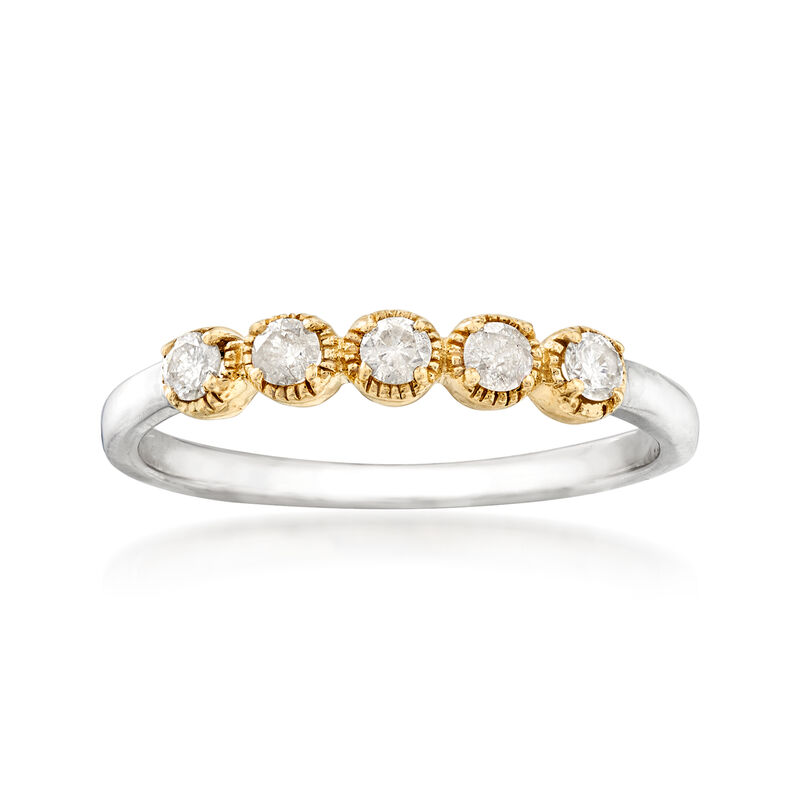 .25 ct. t.w. Diamond Five-Stone Ring in Sterling Silver with 14kt Yellow Gold image number 0