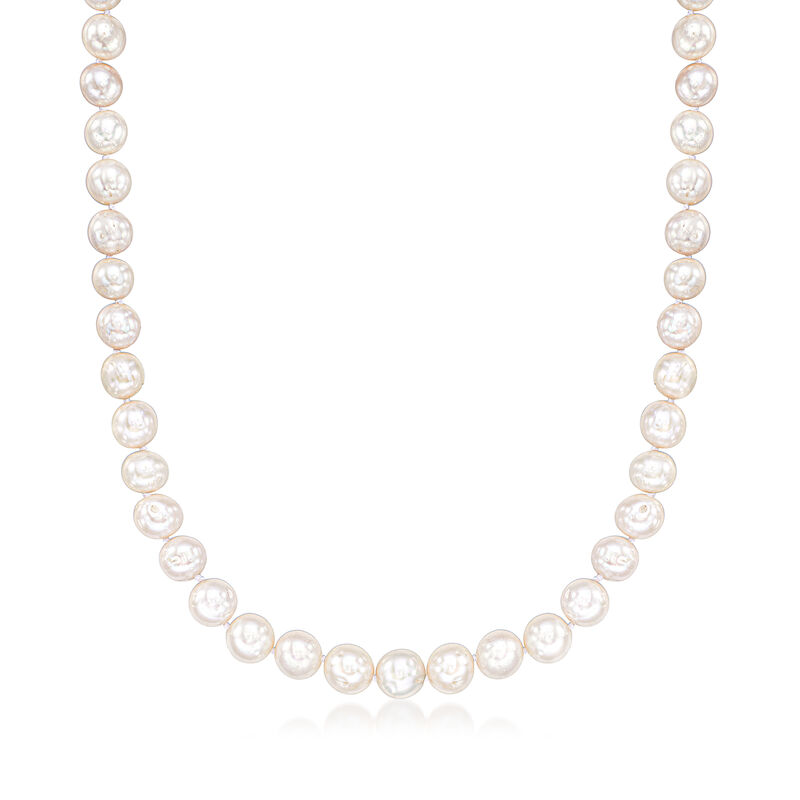 8-9mm Cultured Pearl Necklace with Sterling Silver image number 0