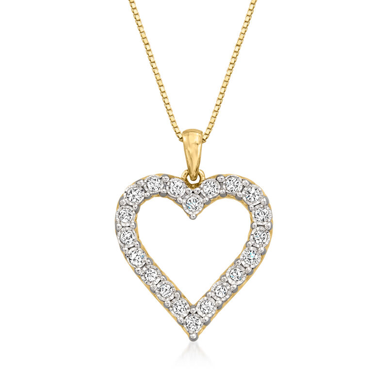 .50 ct. t.w. Diamond Open-Space Heart Pendant Necklace in 18kt Gold Over Sterling image number 0