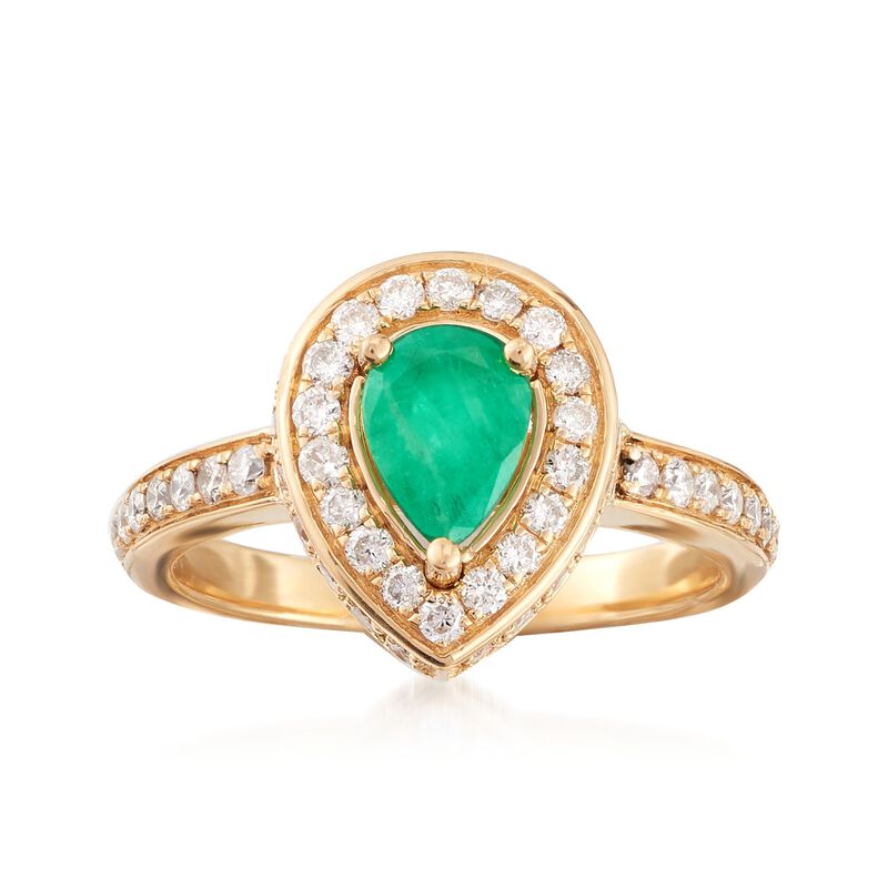 .60 Carat Emerald and .80 ct. t.w. Diamond Ring in 18kt Yellow Gold image number 0