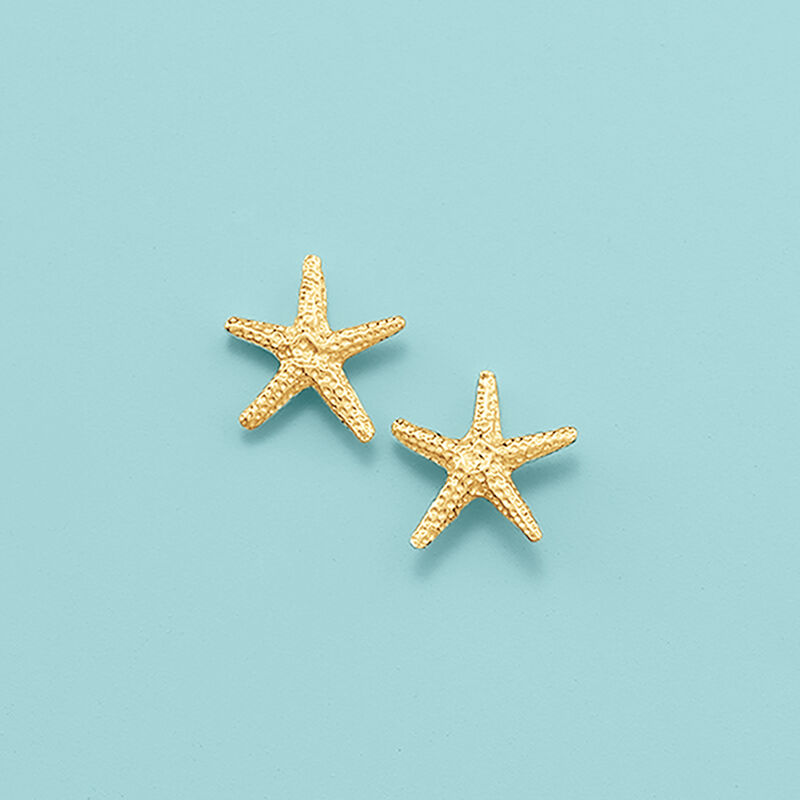 14kt Yellow Gold Starfish Stud Earrings image number 2
