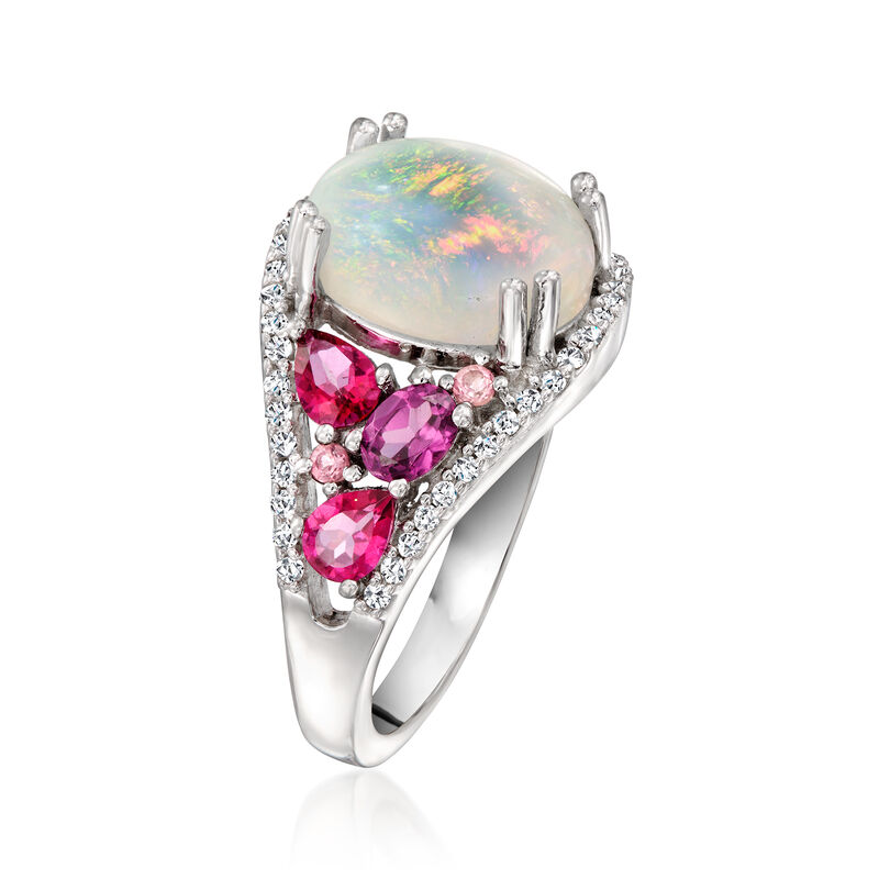 Opal and 1.25 ct. t.w. Multi-Gemstone Ring in Sterling Silver image number 2