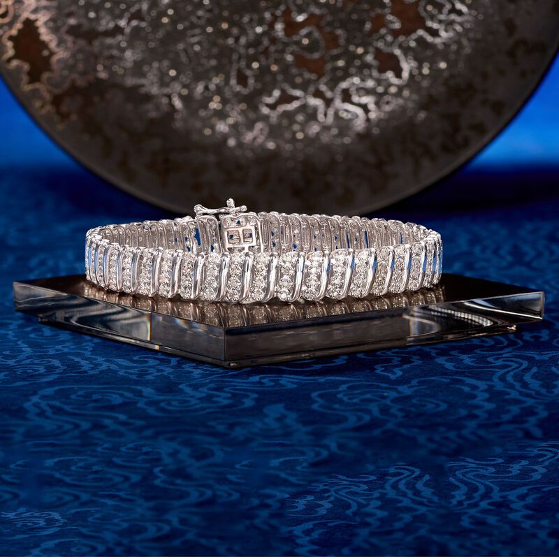 1.10 ct. t.w. Diamond Bar Bracelet in Sterling Silver image number 2