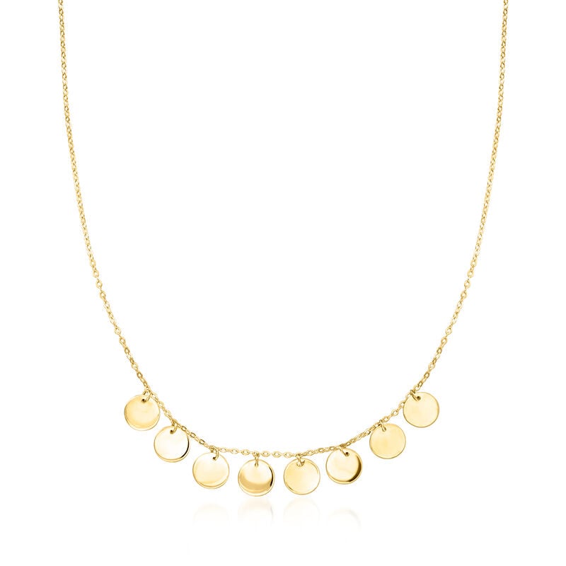 Italian 14kt Yellow Gold Multi-Disc Necklace. 16" image number 1