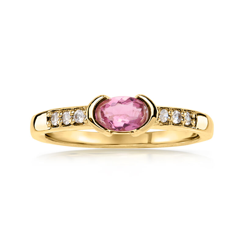.40 Carat Pink Tourmaline Ring with .10 ct. t.w. White Zircons in 18kt Gold Over Sterling image number 0