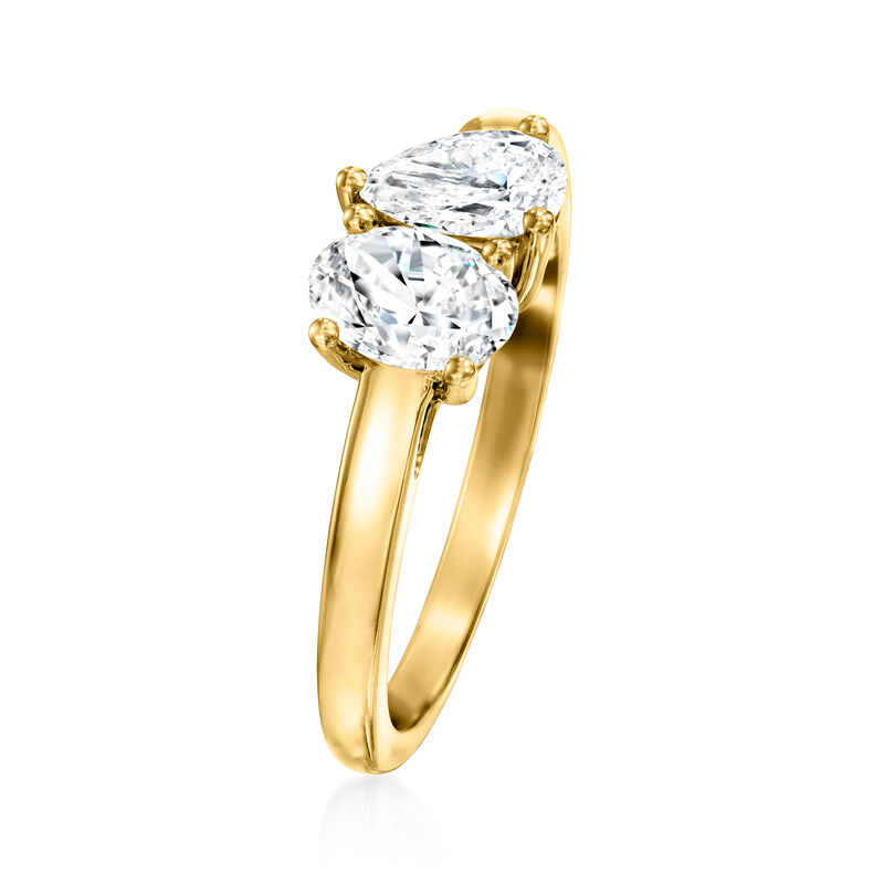 1.00 ct. t.w. Lab-Grown Diamond Toi et Moi Ring in 18kt Gold Over Sterling image number 2