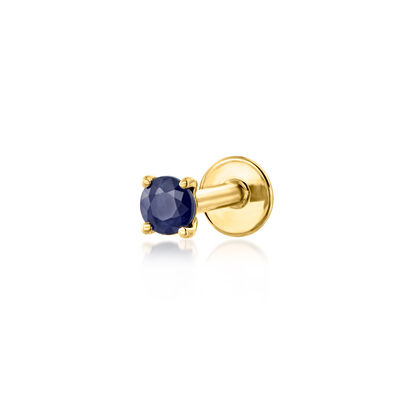 .10 Carat Sapphire Single Flat-Back Stud Earring in 14kt Yellow Gold