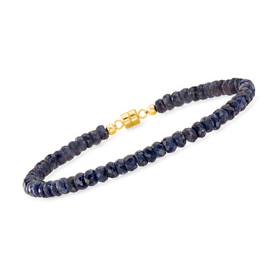 30.00 ct. t.w. Sapphire Bead Bracelet with 14kt Yellow Gold Magnetic Clasp