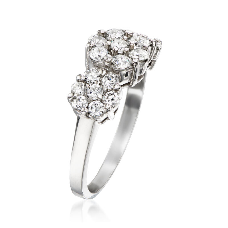 C. 2000 Vintage 1.00 ct. t.w. Diamond Cluster Ring in 14kt White Gold. Size 6.5 image number 2