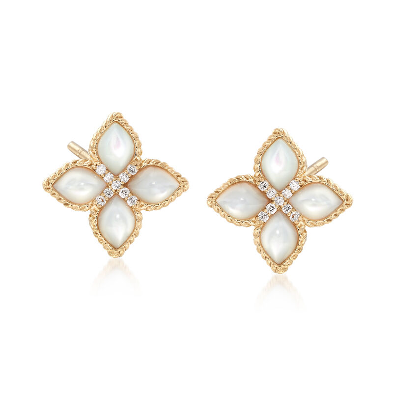 Roberto Coin &quot;Venetian Princess&quot; Mother-Of-Pearl Earrings with Diamond Accents in 18kt Gold image number 0