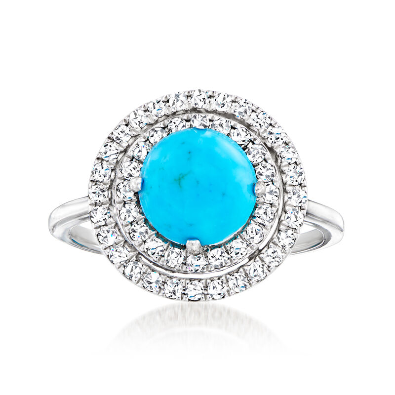 C. 1990 Vintage Howlite and .50 ct. t.w. Diamond Cocktail Ring in 14kt White Gold image number 0