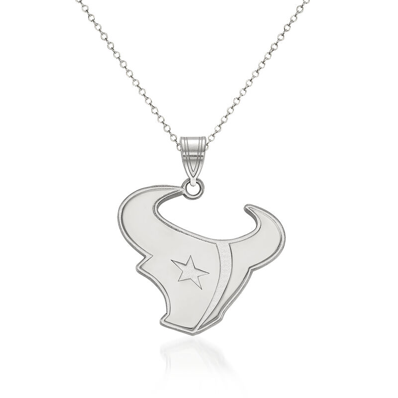 Sterling Silver NFL Houston Texans Large Pendant Necklace. 18&quot; image number 0