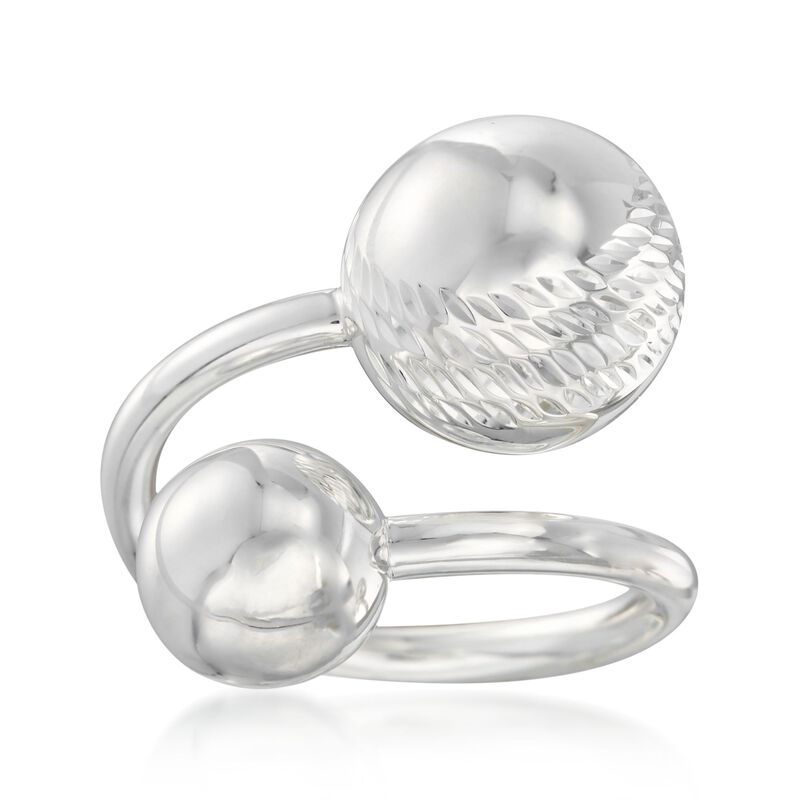 Sterling Silver Double Bead Bypass Ring image number 0