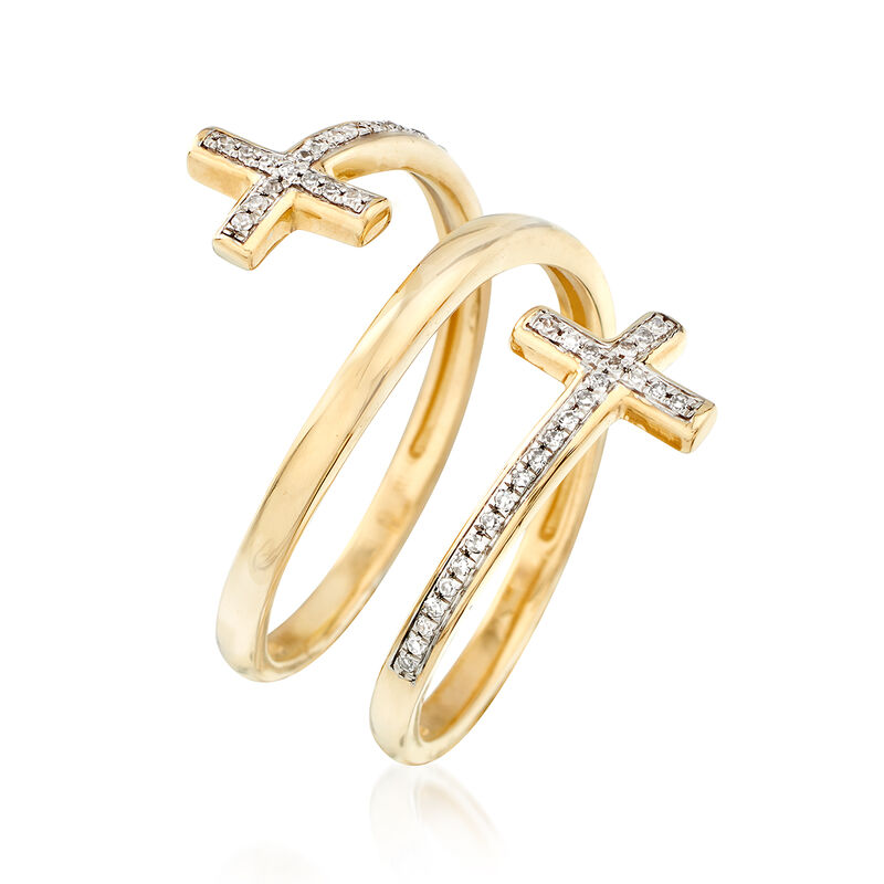 .10 ct. t.w. Diamond Coiled Double Cross Ring in 14kt Yellow Gold image number 2