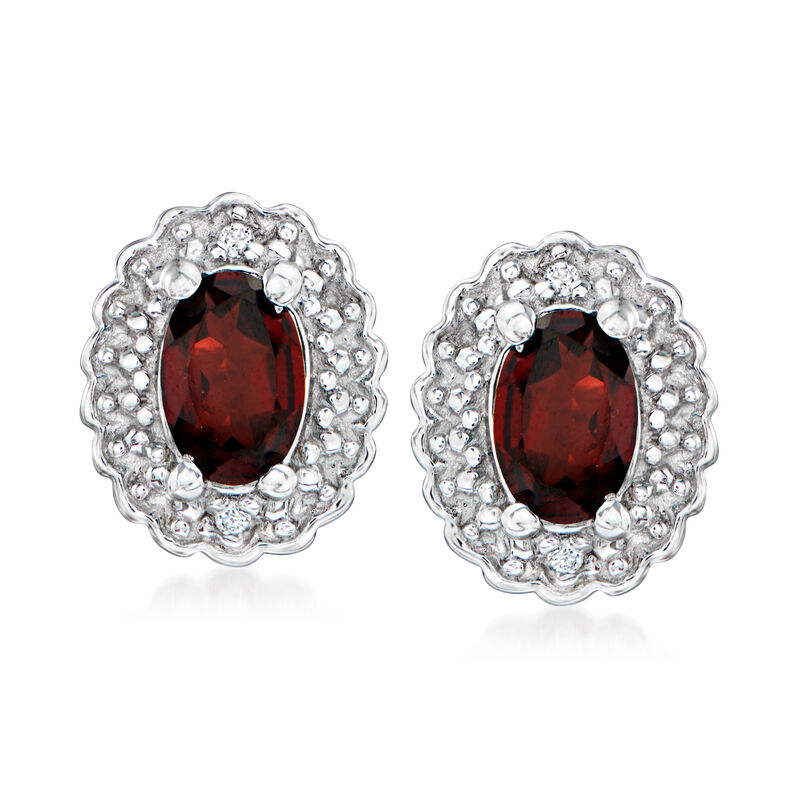 2.70 ct. t.w. Garnet Jewelry Set with White Topaz Accents: Pendant Necklace, Earrings and Ring in Sterling Silver image number 4