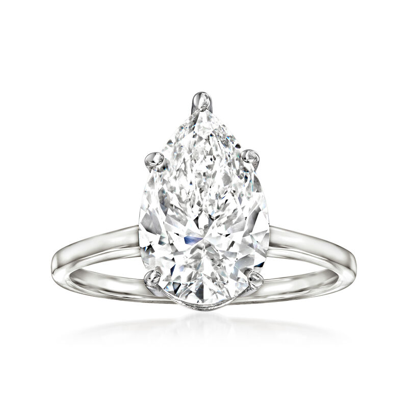 4.00 Carat Pear-Shaped Lab-Grown Diamond Solitaire Ring in 14kt White Gold image number 0