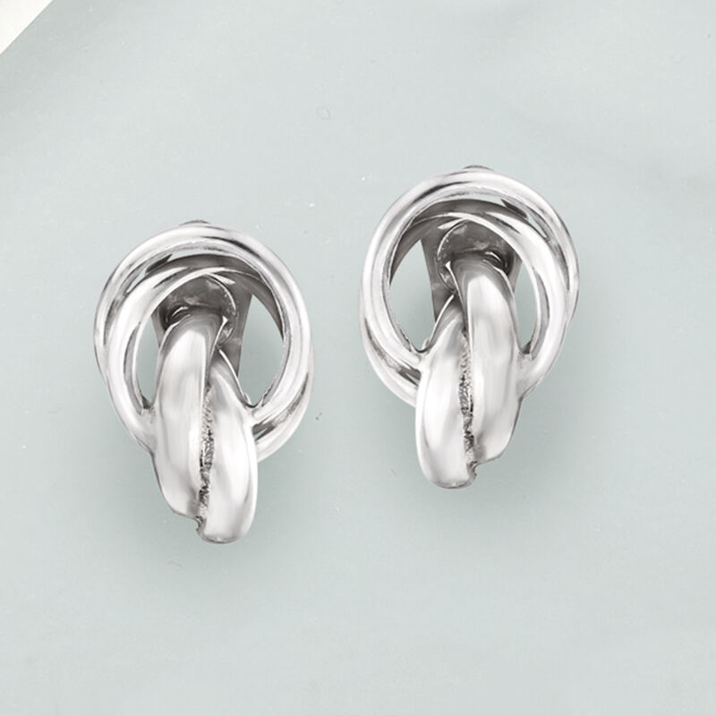 Italian Sterling Silver Knot Clip-On Earrings image number 3