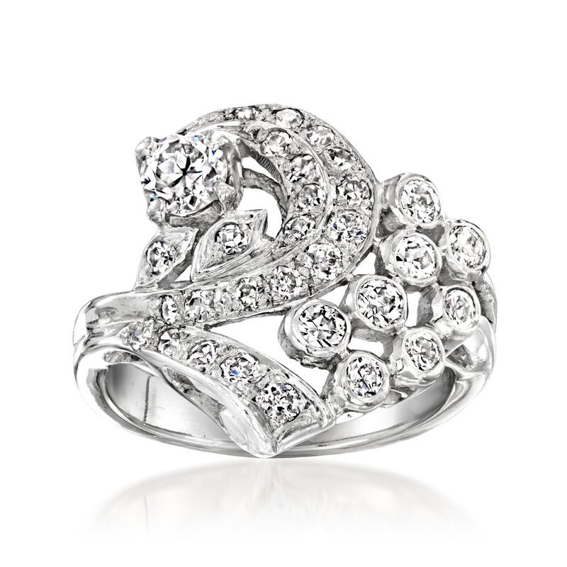 C. 1950 Vintage .90 ct. t.w. Diamond Swirl Ring in Platinum. Size 5.5 image number 0