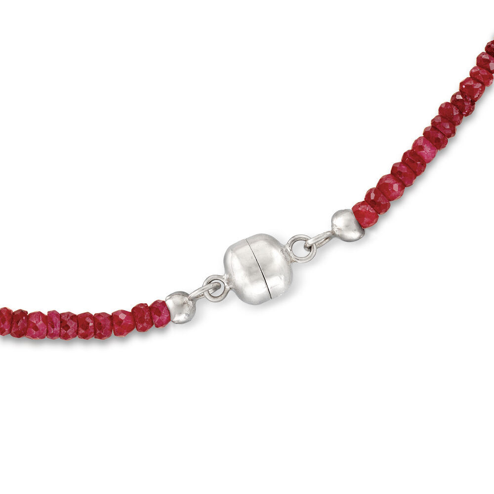 90.00 ct. t.w. Ruby Bead Necklace with Sterling Silver
