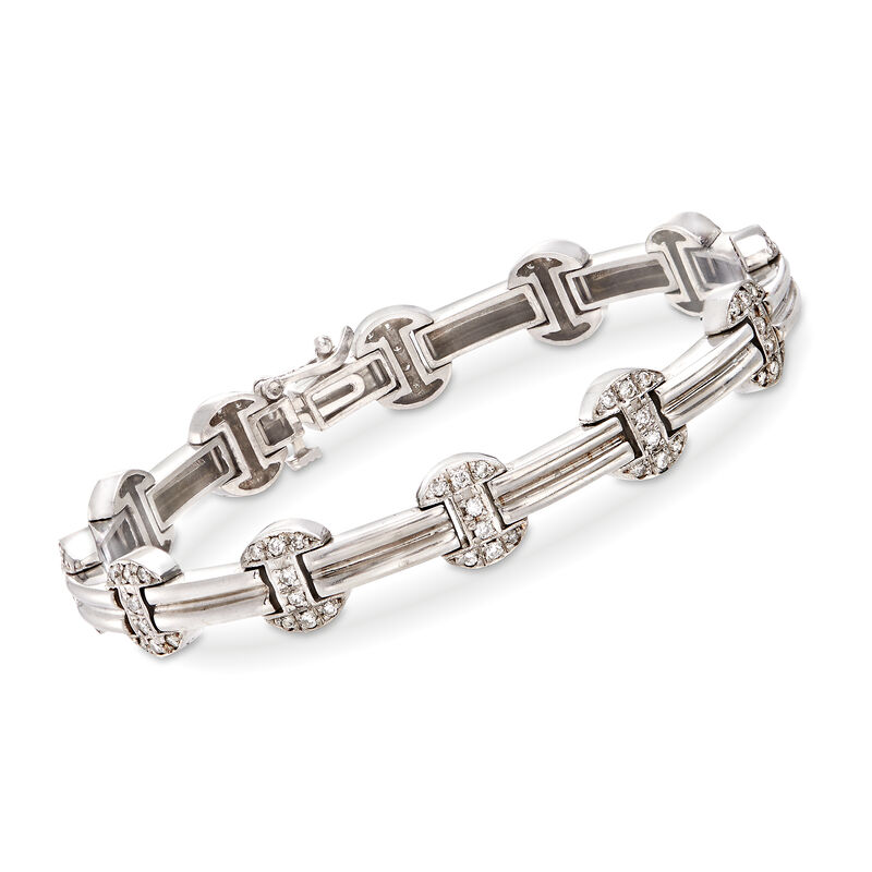 C. 1980 Vintage 1.30 ct. t.w. Diamond Bracelet in 14kt White Gold. 7&quot; image number 0