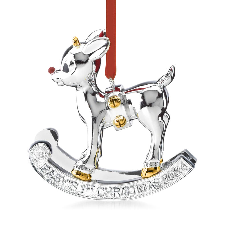 Lenox 2024 Annual "Baby's First Christmas" Rudolph the Red-Nosed Reindeer Ornament image number 0
