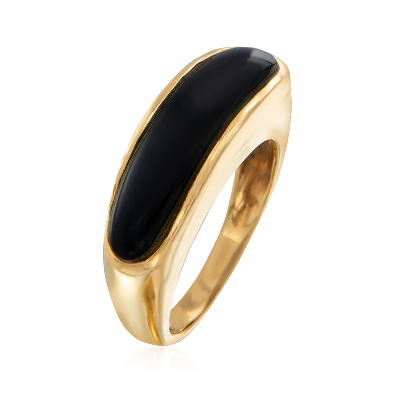 C. 1980 Vintage Black Onyx Ring in 14kt Yellow Gold image number 2