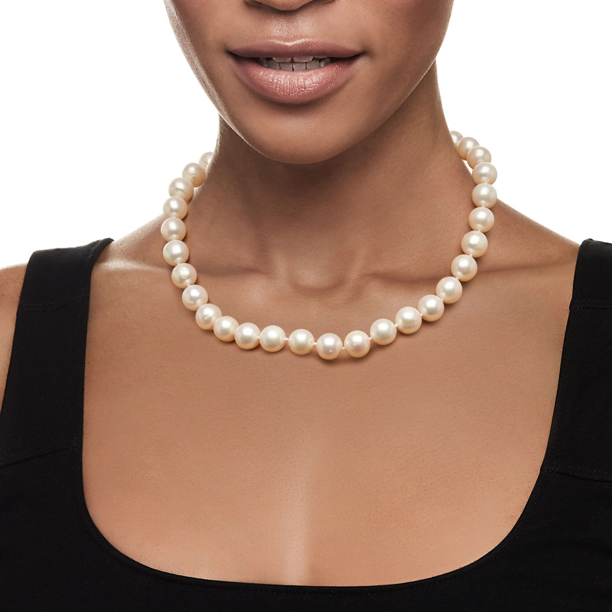10.5-11.5mm White Freshwater Pearl Necklace- AAAA Quality