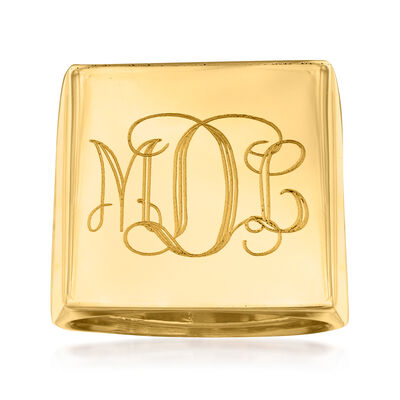 Italian 14kt Yellow Gold Personalized Square-Top Ring