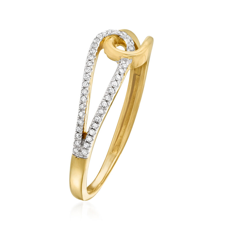 14kt Yellow Gold Interlocking Loop Ring with Diamond Accents image number 2