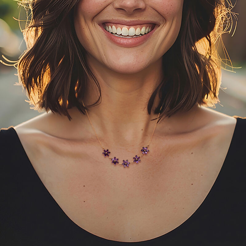 4.00 ct. t.w. Amethyst Flower Necklace in 18kt Gold Over Sterling. 18" image number 0