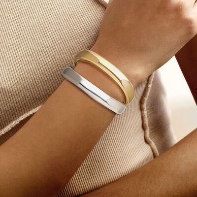 Silver and 14kt Gold-Plated Open-Space Cuff Bracelet