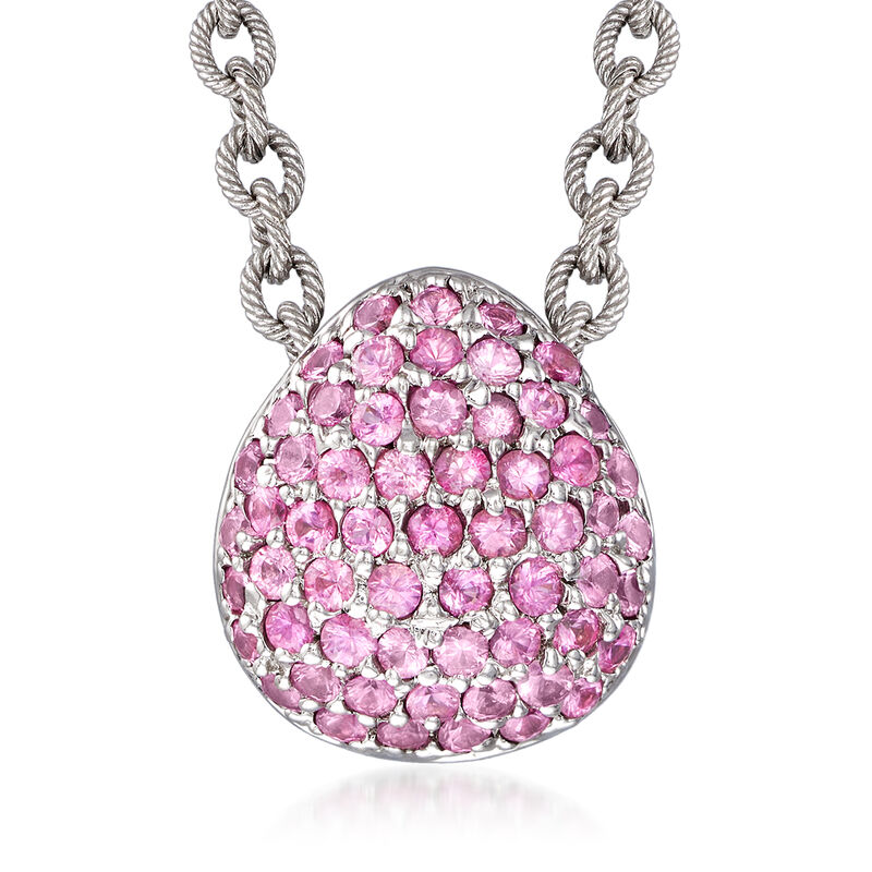 C. 2000 Vintage 3.00 ct. t.w. Pink Sapphire Necklace in 18kt White Gold. 17&quot; image number 1