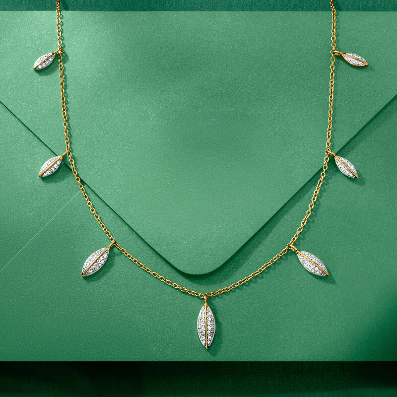 .50 ct. t.w. Diamond Oval Drop Station Necklace in 18kt Gold Over Sterling. 18" image number 2