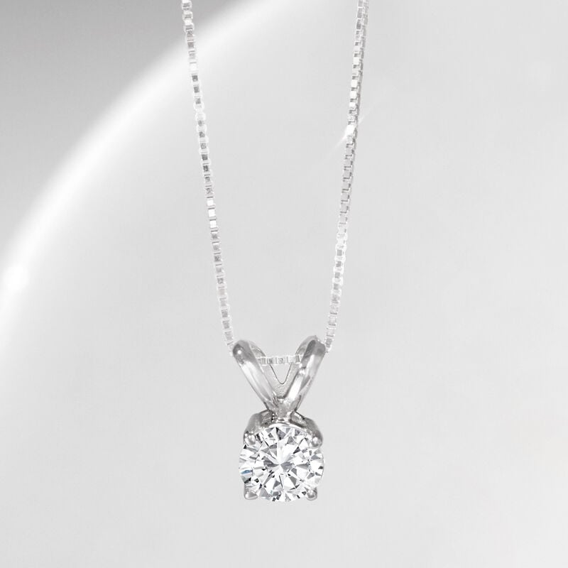 .50 Carat Diamond Solitaire Necklace in 14kt White Gold. 18" image number 1