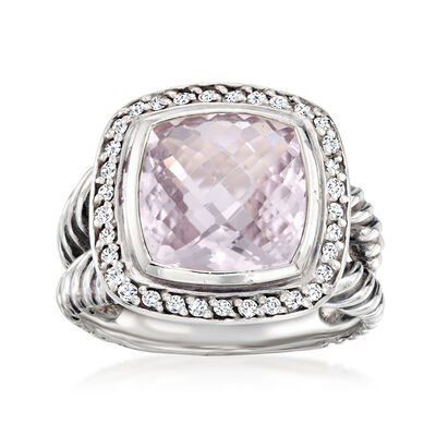 C. 1990 Vintage David Yurman 6.45 Carat Amethyst Ring with .33 ct. t.w. Diamonds in Sterling Silver