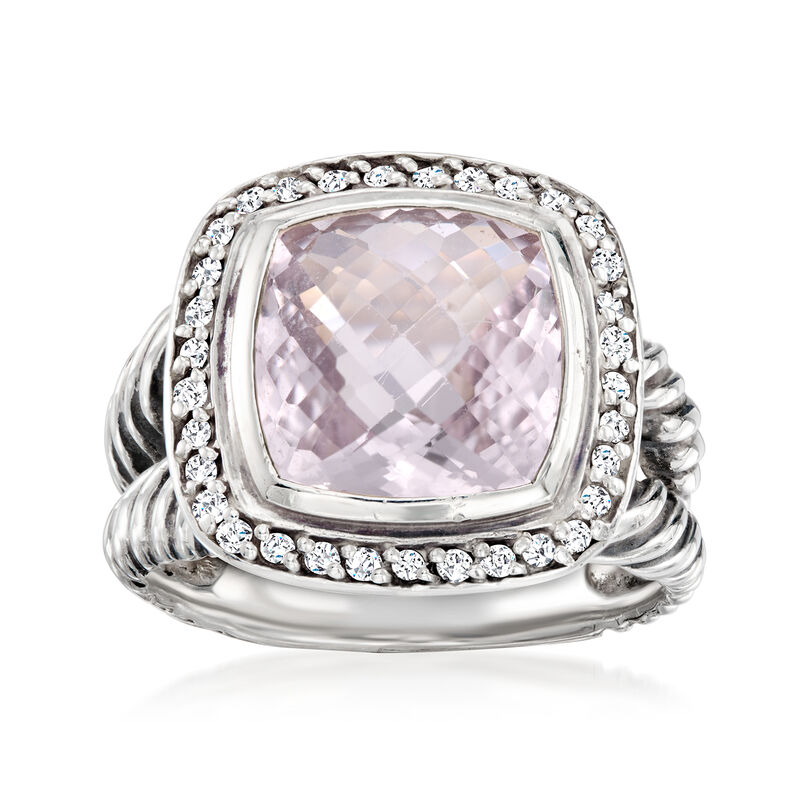 C. 1990 Vintage David Yurman 6.45 Carat Amethyst Ring with .33 ct. t.w. Diamonds in Sterling Silver. Size 6.5 image number 0