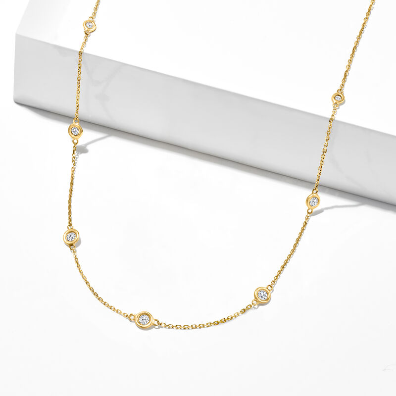 .33 ct. t.w. Graduated Bezel-Set Diamond Station Necklace in 14kt Yellow Gold image number 2