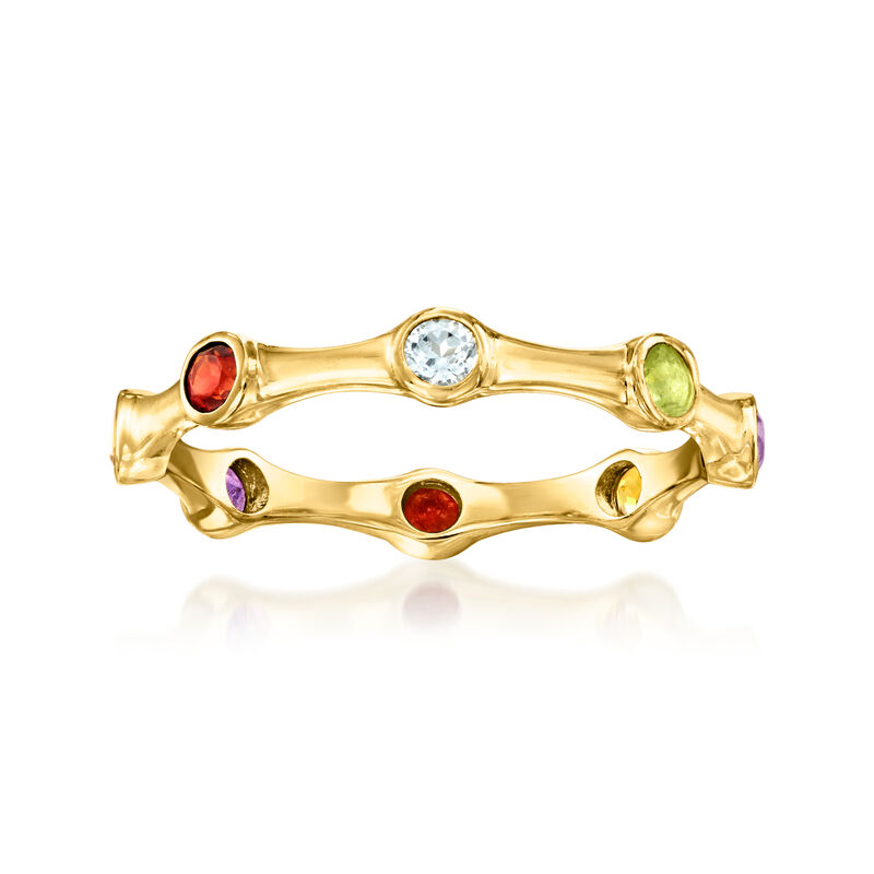 .41 ct. t.w. Multi-Gemstone Studded Ring in 18kt Gold Over Sterling image number 4