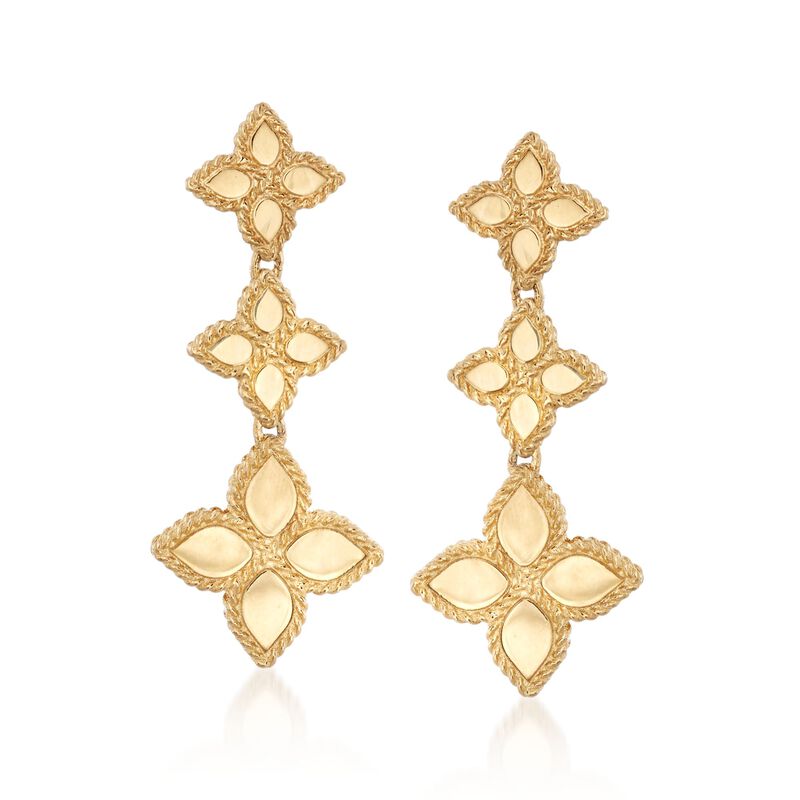 Roberto Coin &quot;Princess&quot; 18kt Yellow Gold Flower Drop Earrings image number 0