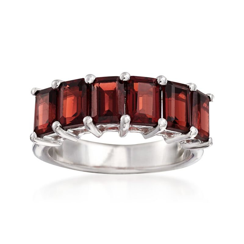 4.50 ct. t.w. Emerald-Cut Garnet Ring in Sterling Silver image number 0