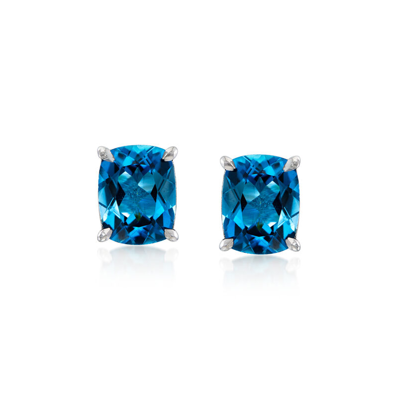 9.50 ct. t.w. London Blue Topaz and White Zircon-Accented Jewelry Set: Earrings and Pendant Necklace in Sterling Silver. 18&quot; image number 4