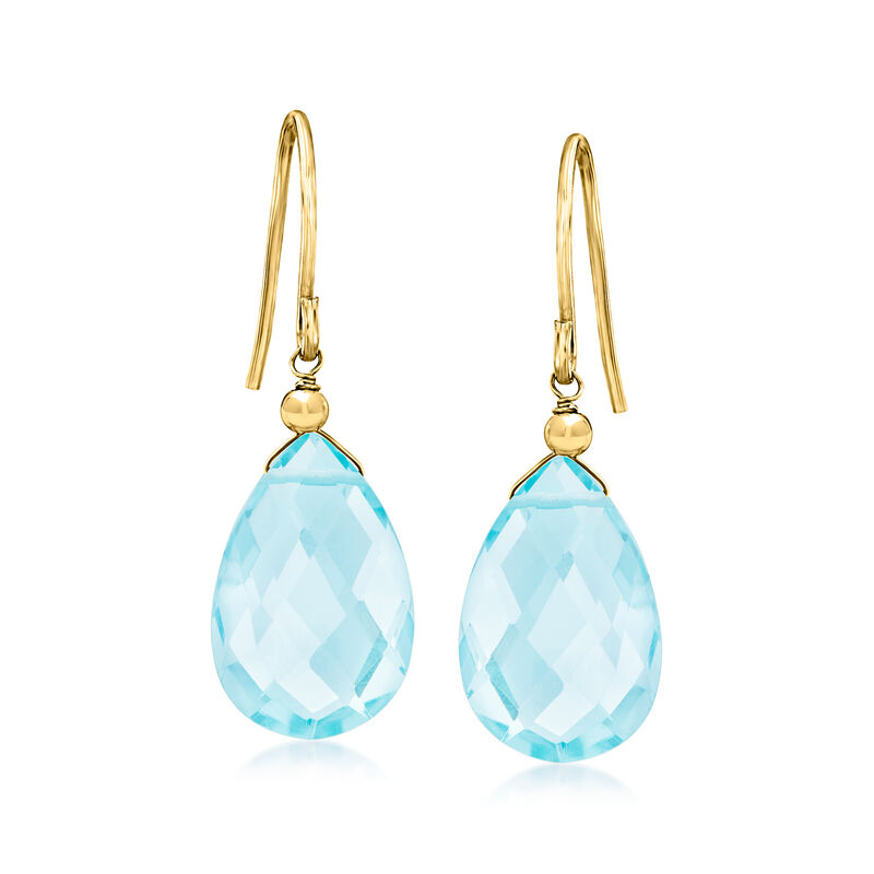 13.00 ct. t.w. Sky Blue Topaz Drop Earrings in 10kt Yellow Gold  image number 0