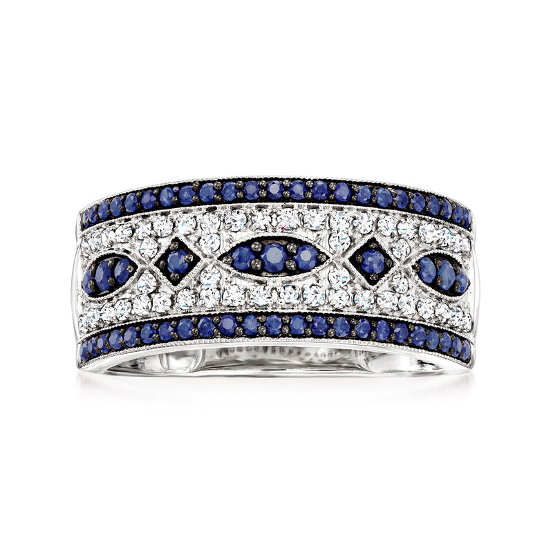 .50 ct. t.w. Sapphire and .25 ct. t.w. Diamond Ring in 14kt White Gold image number 0