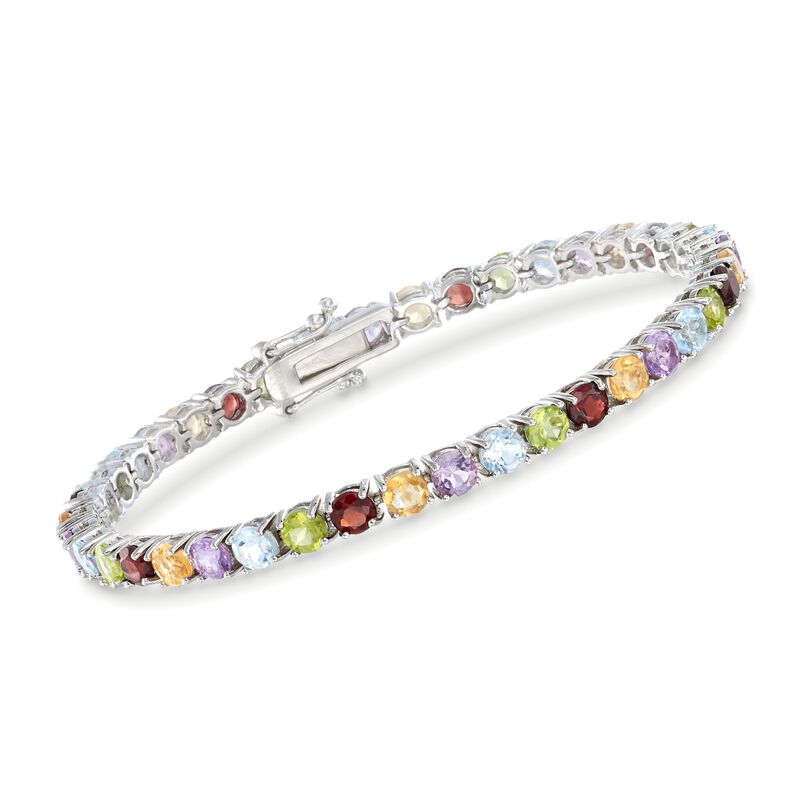9.50 ct. t.w. Multi-Gemstone Tennis Bracelet in Sterling Silver image number 0